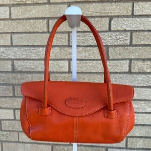 Tig & Co orange leather shoulder purse
